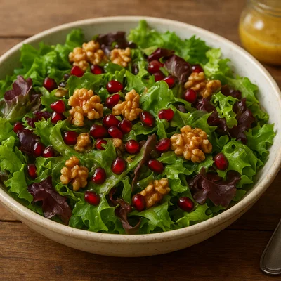 Bunter Blattsalat mit Granatapfel und Walnüssen