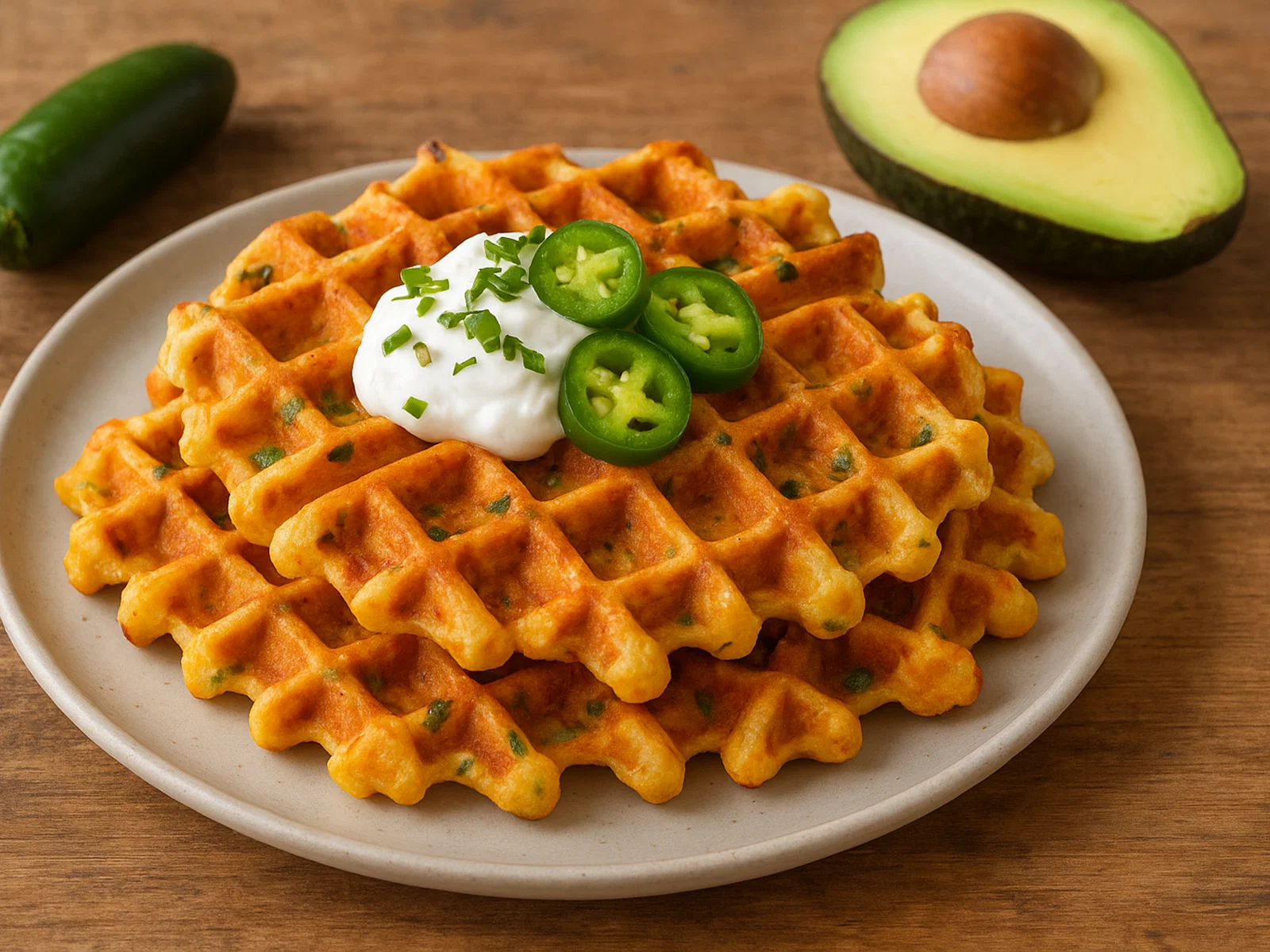 Scharfe Jalapeño-Cheddar-Waffeln