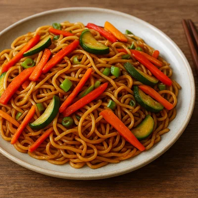 Gebratene Nudeln mit Gemüse aus dem Wok