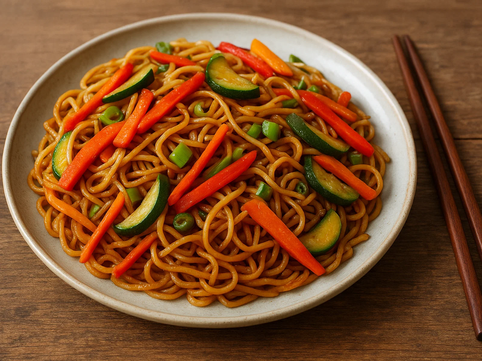 Gebratene Nudeln mit Gemüse aus dem Wok