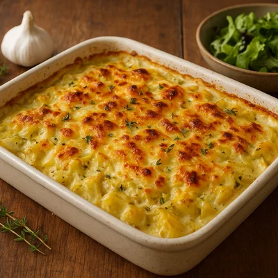 Spitzkohl-Kartoffel-Gratin mit Thymian und Muskat