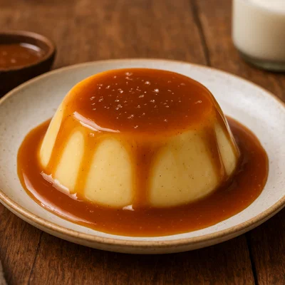 Vanillepudding mit salziger Karamellsauce