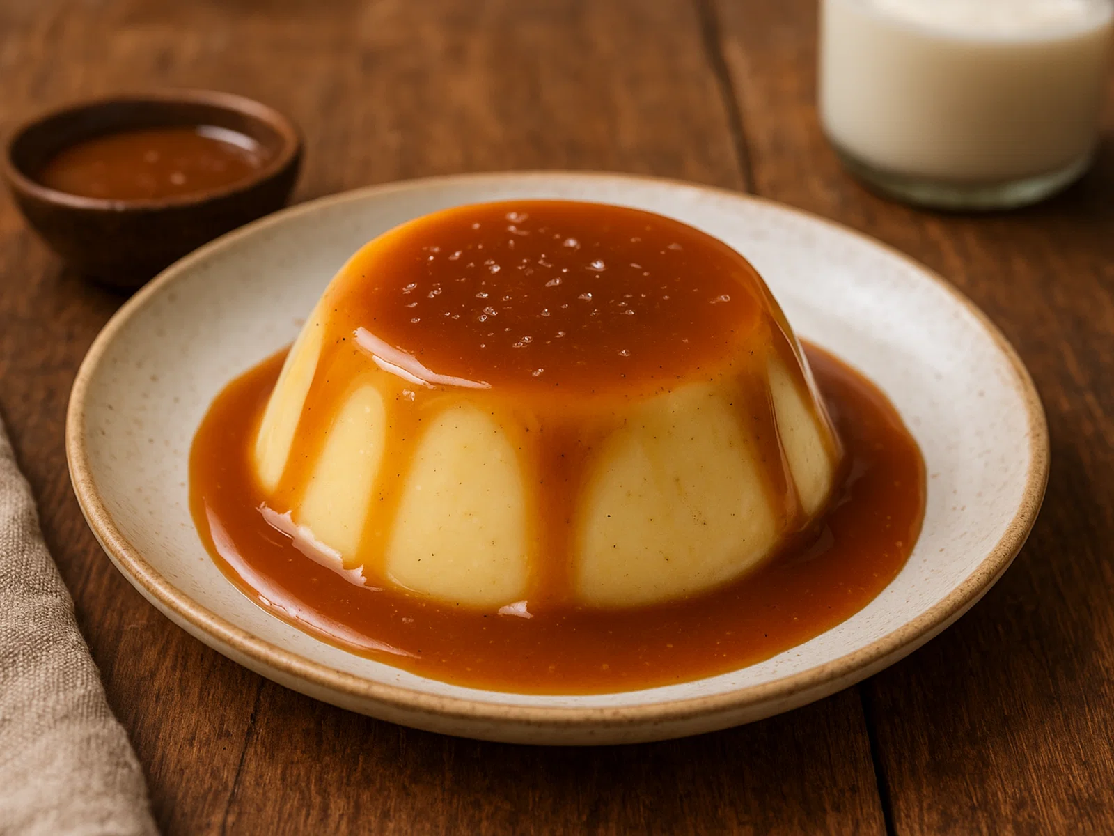 Vanillepudding mit salziger Karamellsauce