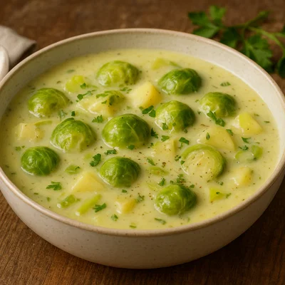 Cremige Rosenkohl-Suppe mit Kartoffeln und Lauch