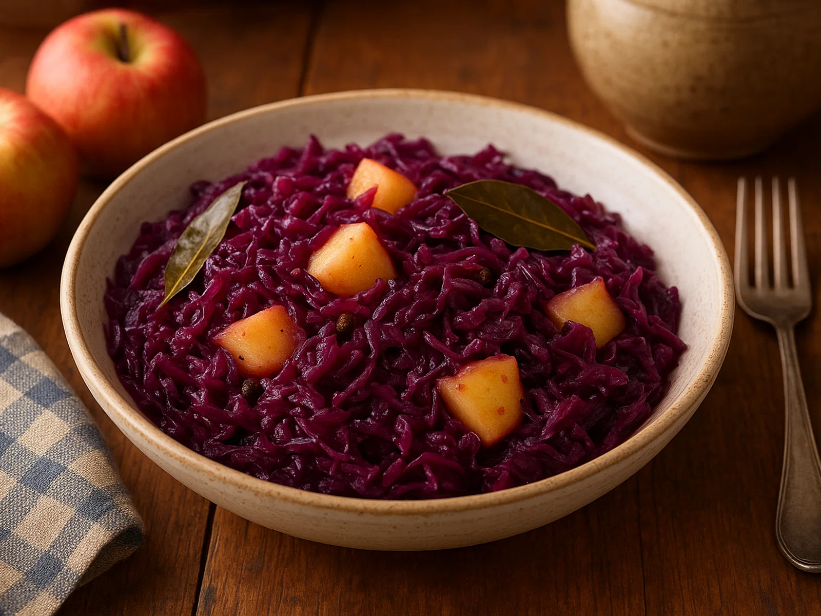 Rotkohl mit Äpfeln (klassische Beilage)