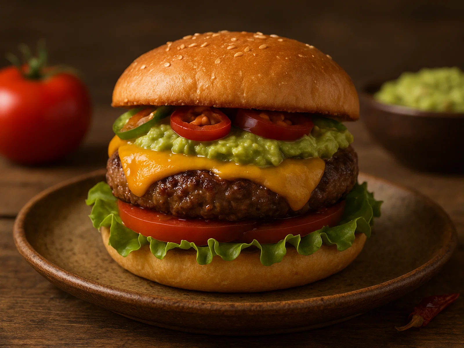 Feurige Tex-Mex-Burger mit Guacamole