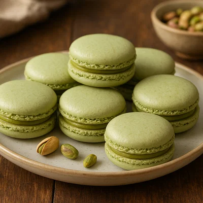 Pistazien-Macarons mit cremiger Pistazienfüllung