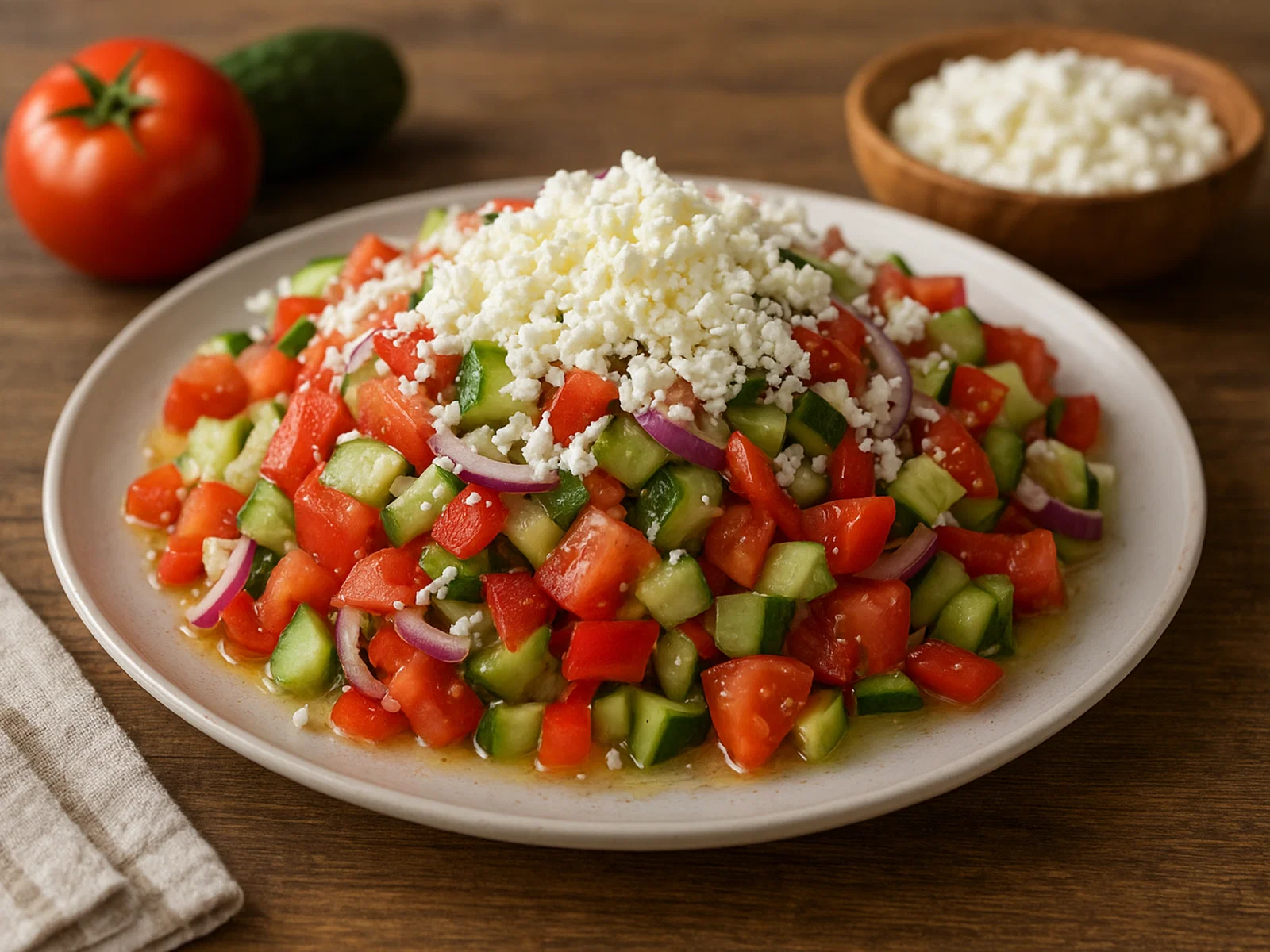 Šopska-Salat (bulgarischer Bauernsalat)