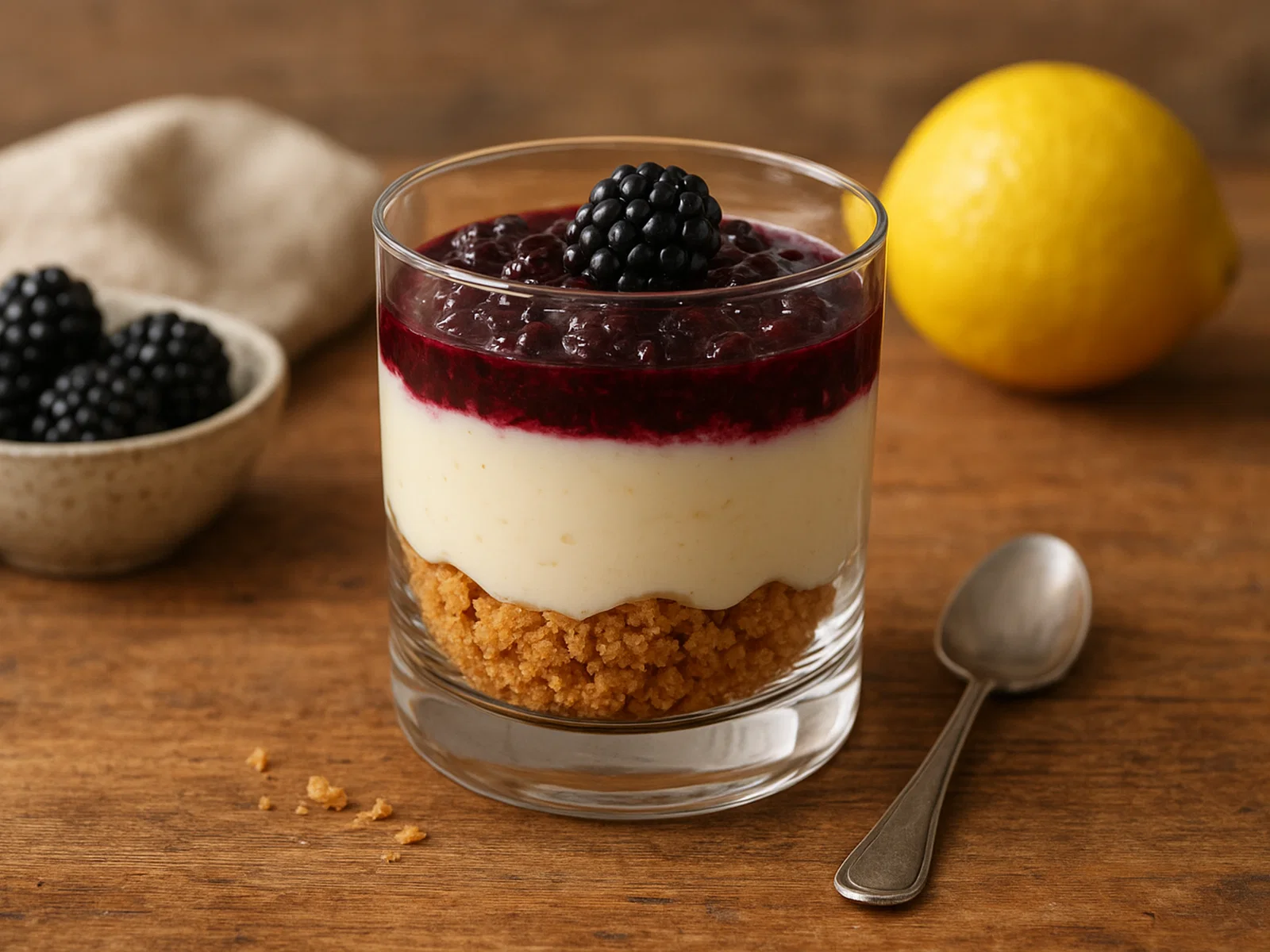 Brombeer-Quark-Dessert im Glas