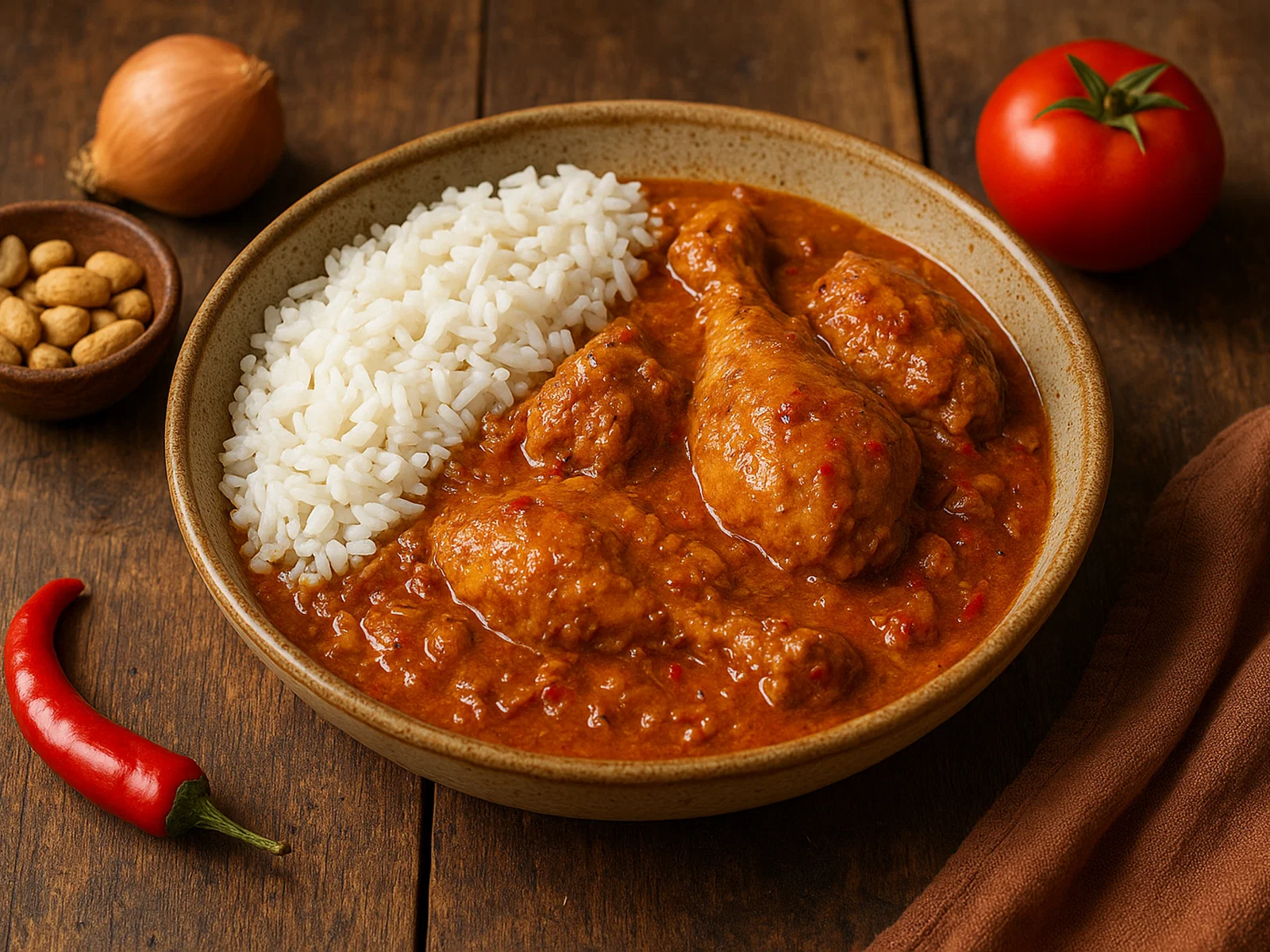 Poulet Nyembwe – Huhn in Erdnuss-Palmsauce