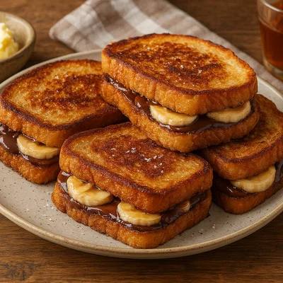 Warme Schokoladen-Bananen-Sandwiches aus der Pfanne