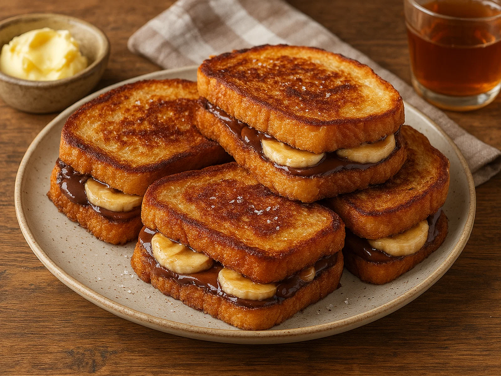 Warme Schokoladen-Bananen-Sandwiches aus der Pfanne