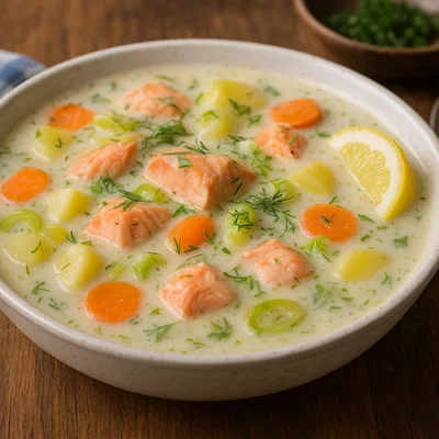 Finnische Lachssuppe (Lohikeitto)