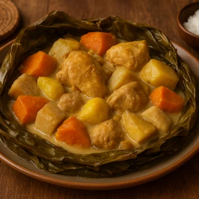 Bougna – traditioneller Huhn-Kokos-Eintopf aus Neukaledonien