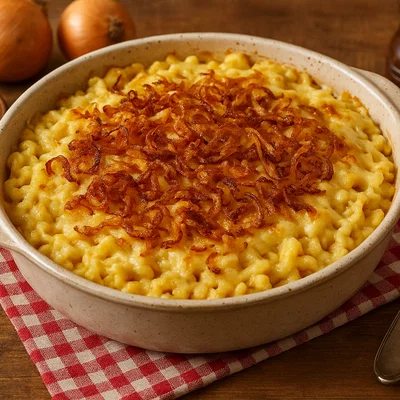 Schwäbische Käsespätzle mit Röstzwiebeln