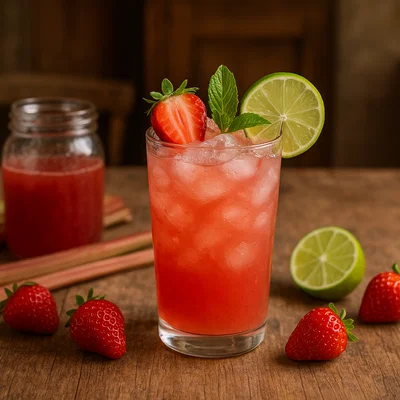 Erfrischender Rhabarber-Erdbeer-Cocktail mit Limette