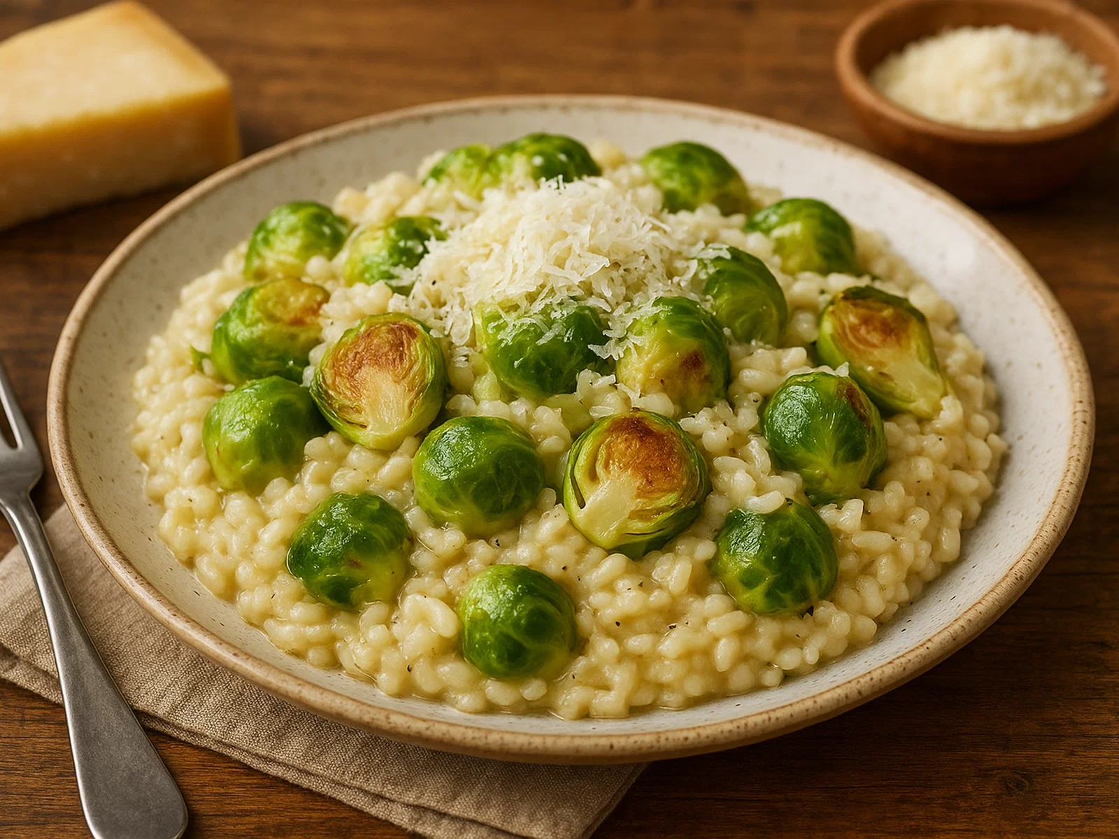 Rosenkohl-Risotto mit Parmesan