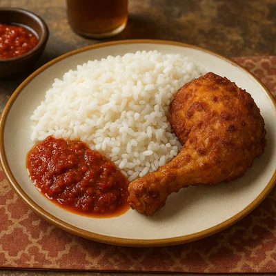 Nasi Katok – Brunei-Style Reis mit knusprigem Hähnchen und Sambal