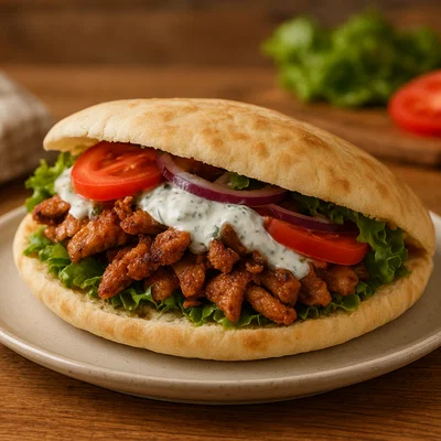 Hausgemachter Döner Kebab im Fladenbrot