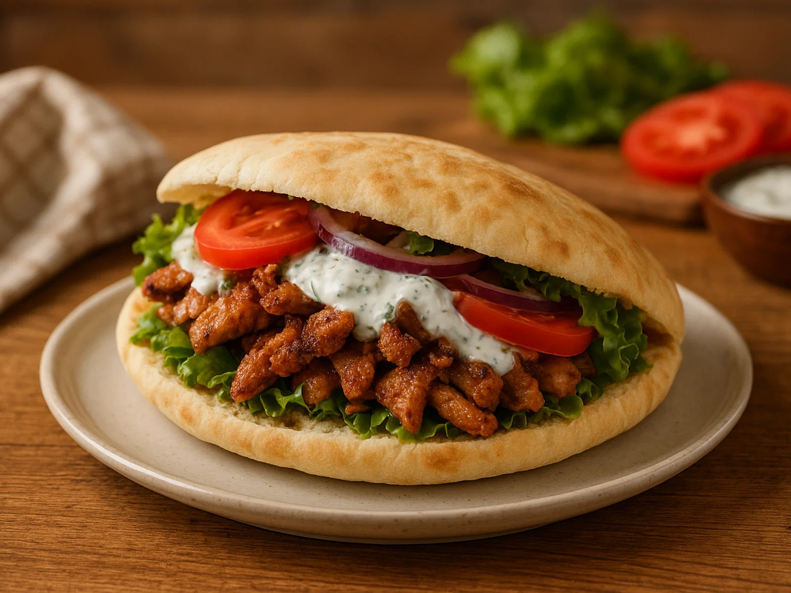 Hausgemachter Döner Kebab im Fladenbrot