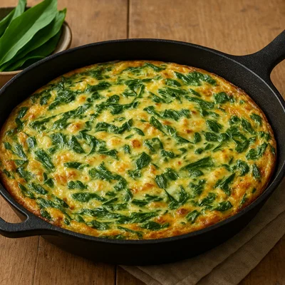 Bärlauch-Frittata mit Käse aus der Pfanne