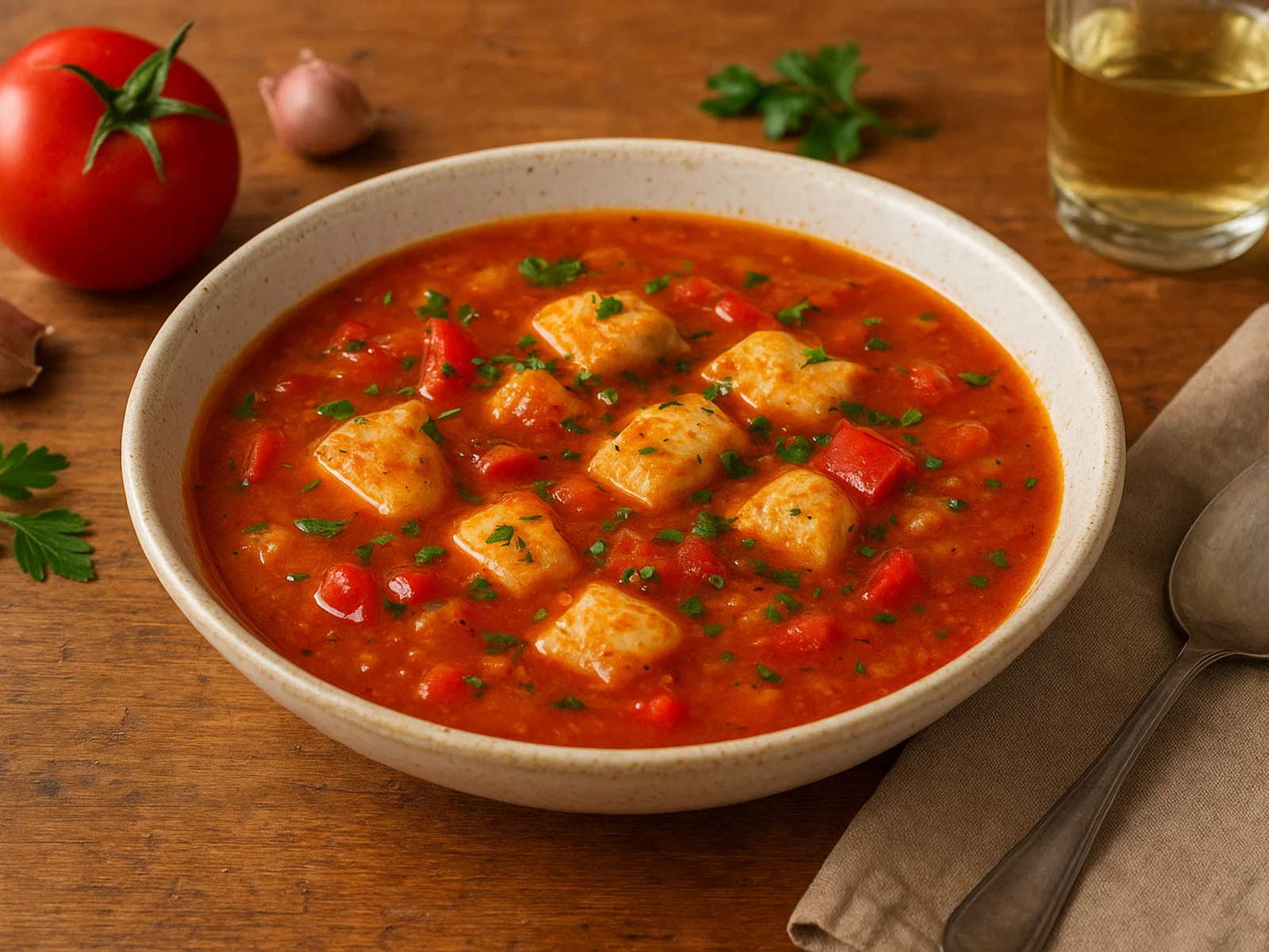 Spanische Sopa de Pescado (Aromatische Fischsuppe)