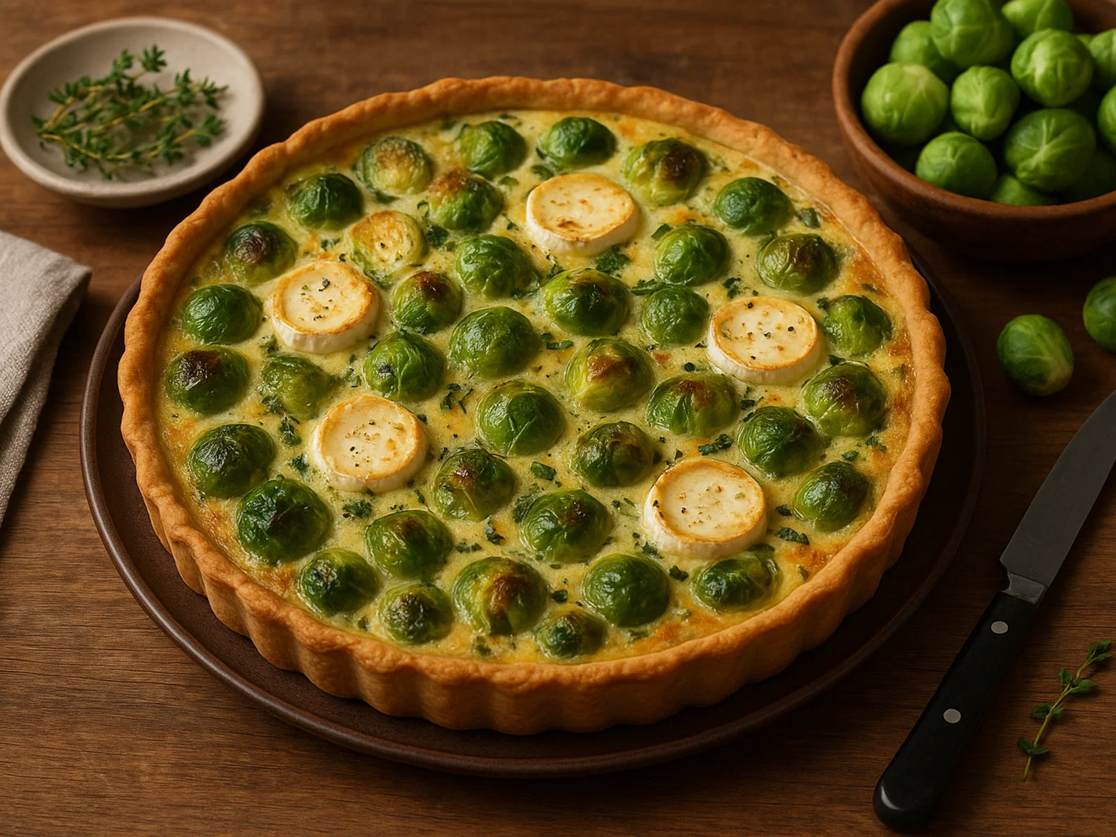 Rosenkohl-Quiche mit Ziegenkäse