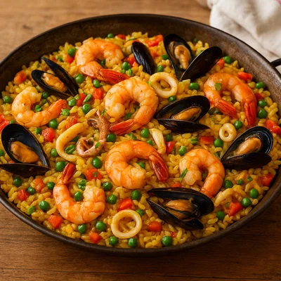 Schnelle Paella mit Meeresfrüchten