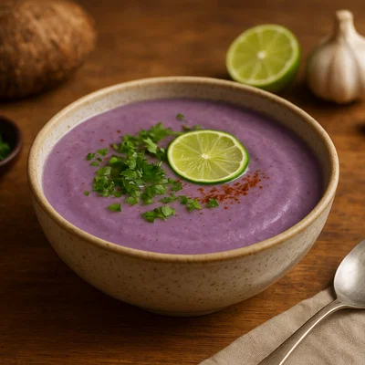 Cremige Taro-Kokossuppe