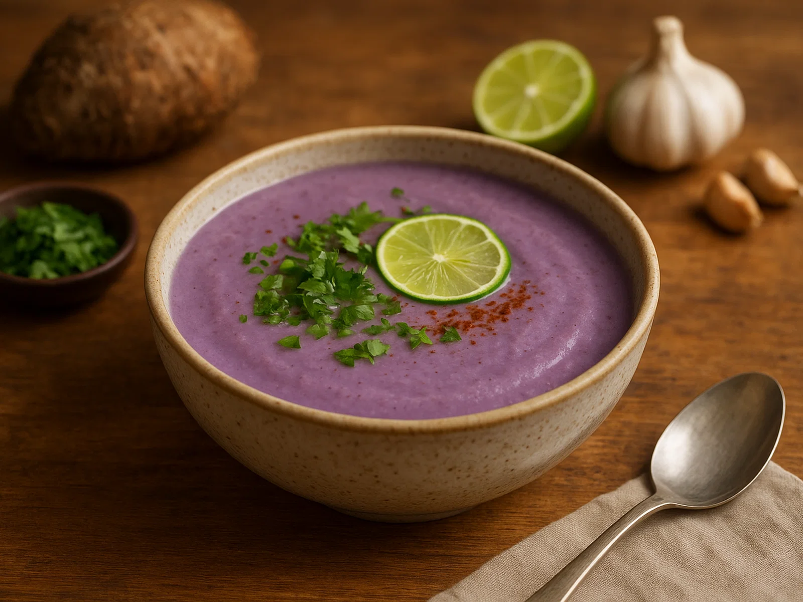Cremige Taro-Kokossuppe