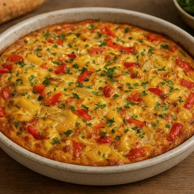 Pikante Frittata mit Paprika und Zwiebeln