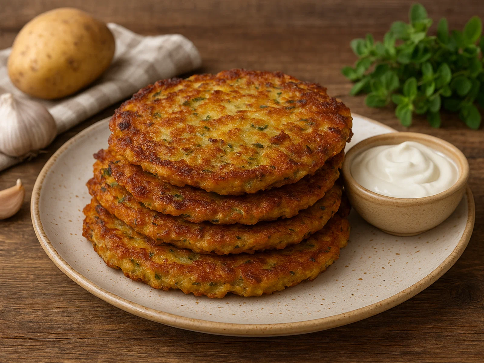 Bramboráky – Tschechische Kartoffelpuffer mit Knoblauch und Majoran