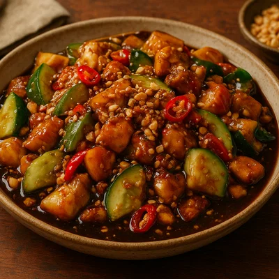 Malaysischer Rojak-Salat mit würziger Erdnuss-Palmzucker-Soße