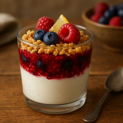 Cremiges Beeren-Quark-Dessert im Glas