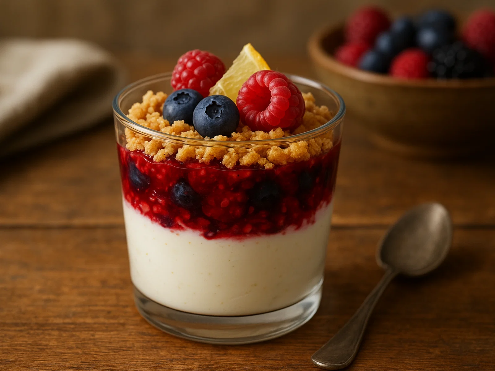 Cremiges Beeren-Quark-Dessert im Glas