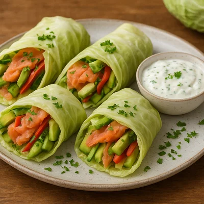 Spitzkohl-Wraps mit Lachs und Avocado