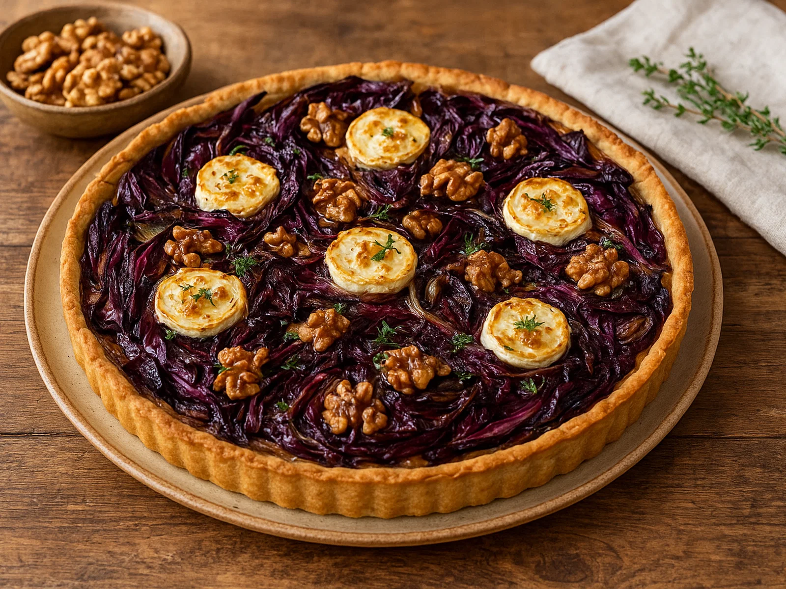 Radicchio-Tarte mit Ziegenkäse und Walnüssen