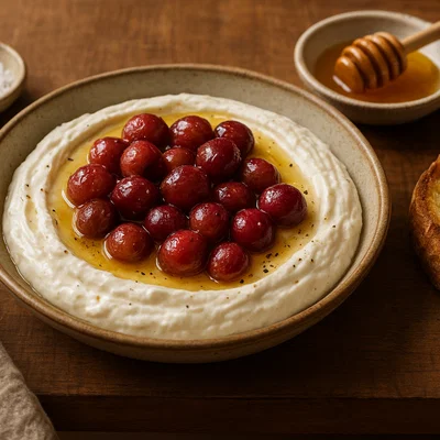Ziegenkäse-Creme mit gerösteten Trauben