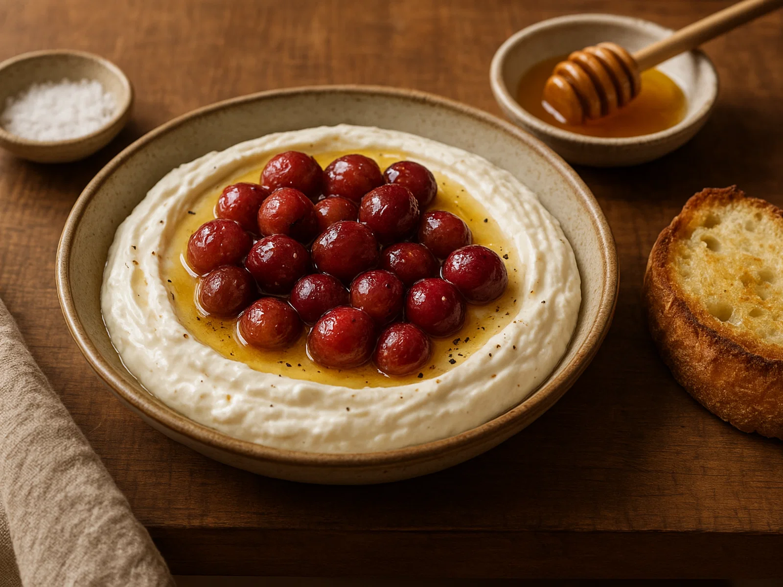 Ziegenkäse-Creme mit gerösteten Trauben