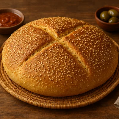 Khobz Tabouna – Tunesisches Olivenöl-Sesam-Brot