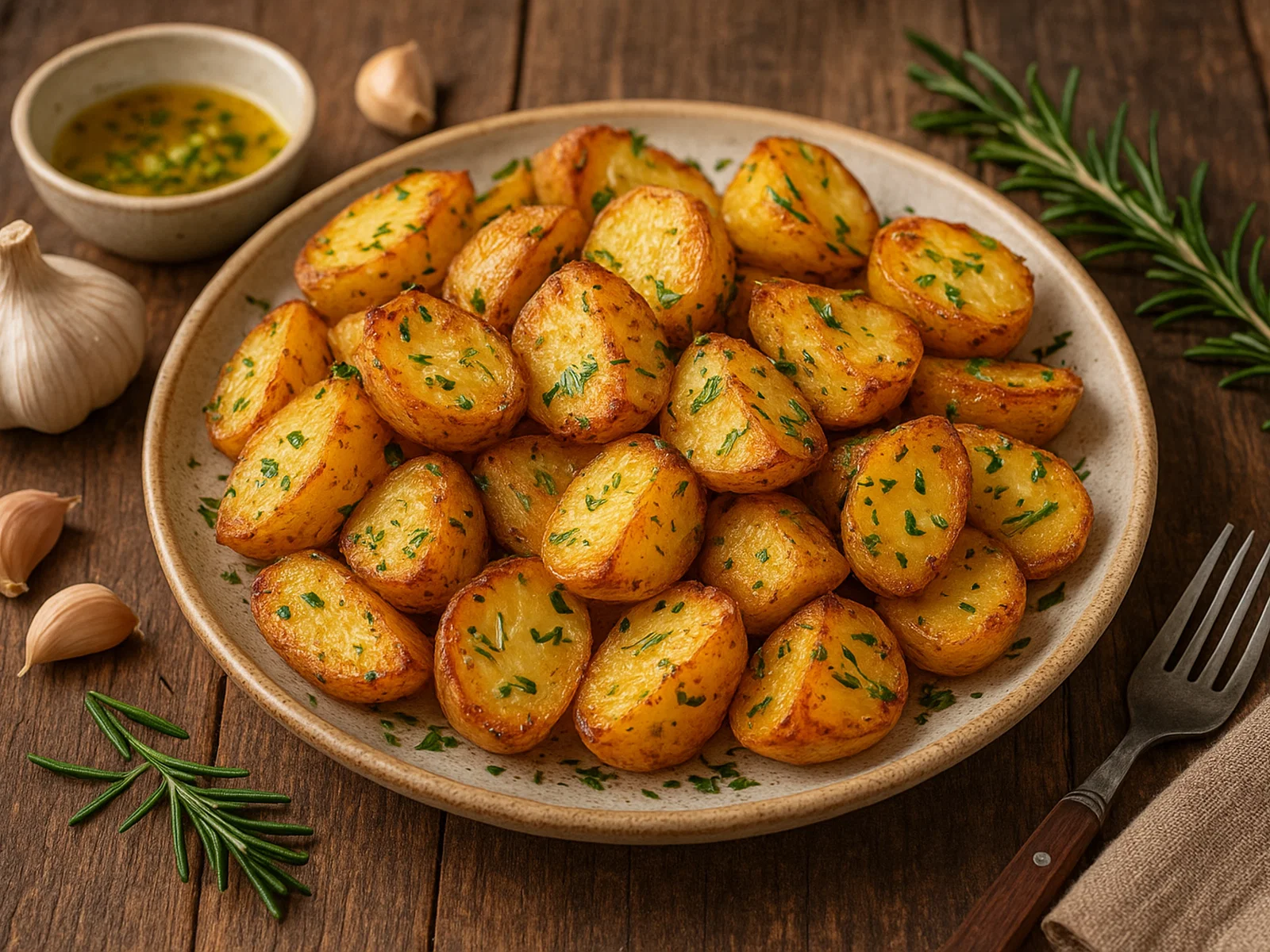 Einfache knusprige Ofenkartoffeln mit Kräutern
