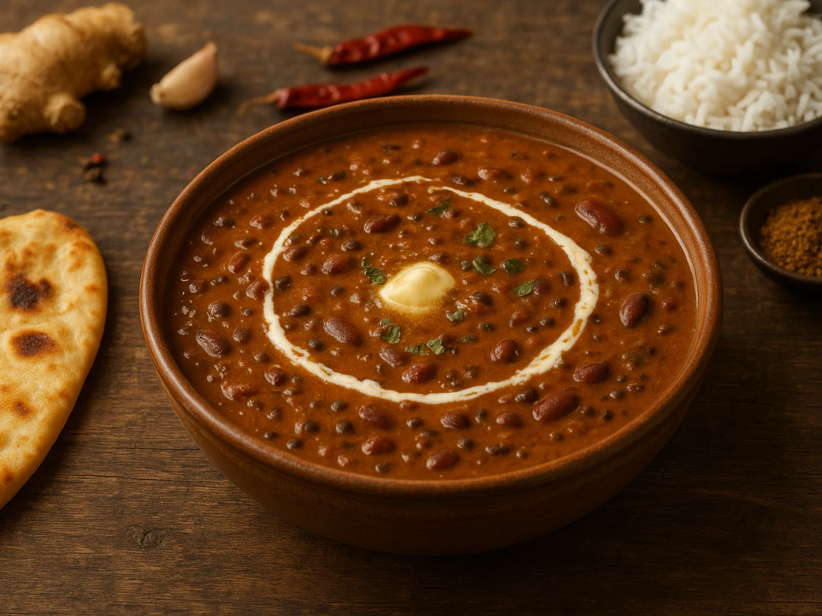 Cremiges Dal Makhani (Nordindisches Linsen-Kidneybohnen-Dal)