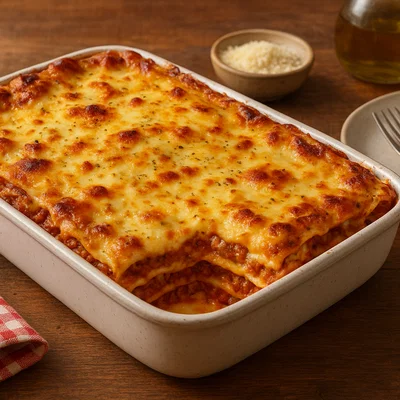 Klassische italienische Lasagne mit Bolognese und Béchamel