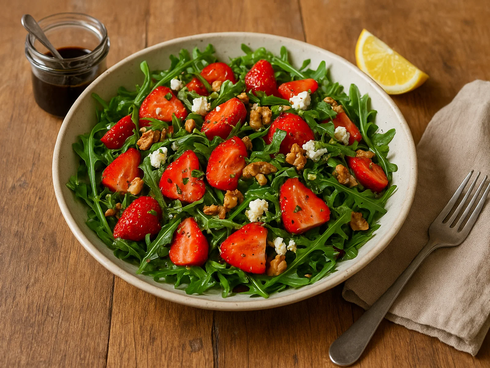 Erdbeer-Rucola-Salat mit Balsamico-Dressing