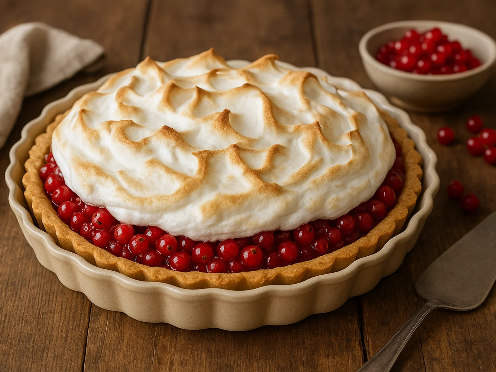 Sommerliche Johannisbeer-Tarte mit Mürbeteig und Baiserhaube