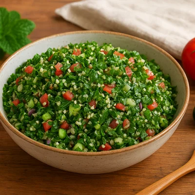 Tabbouleh-Salat mit Petersilie, Minze und Bulgur