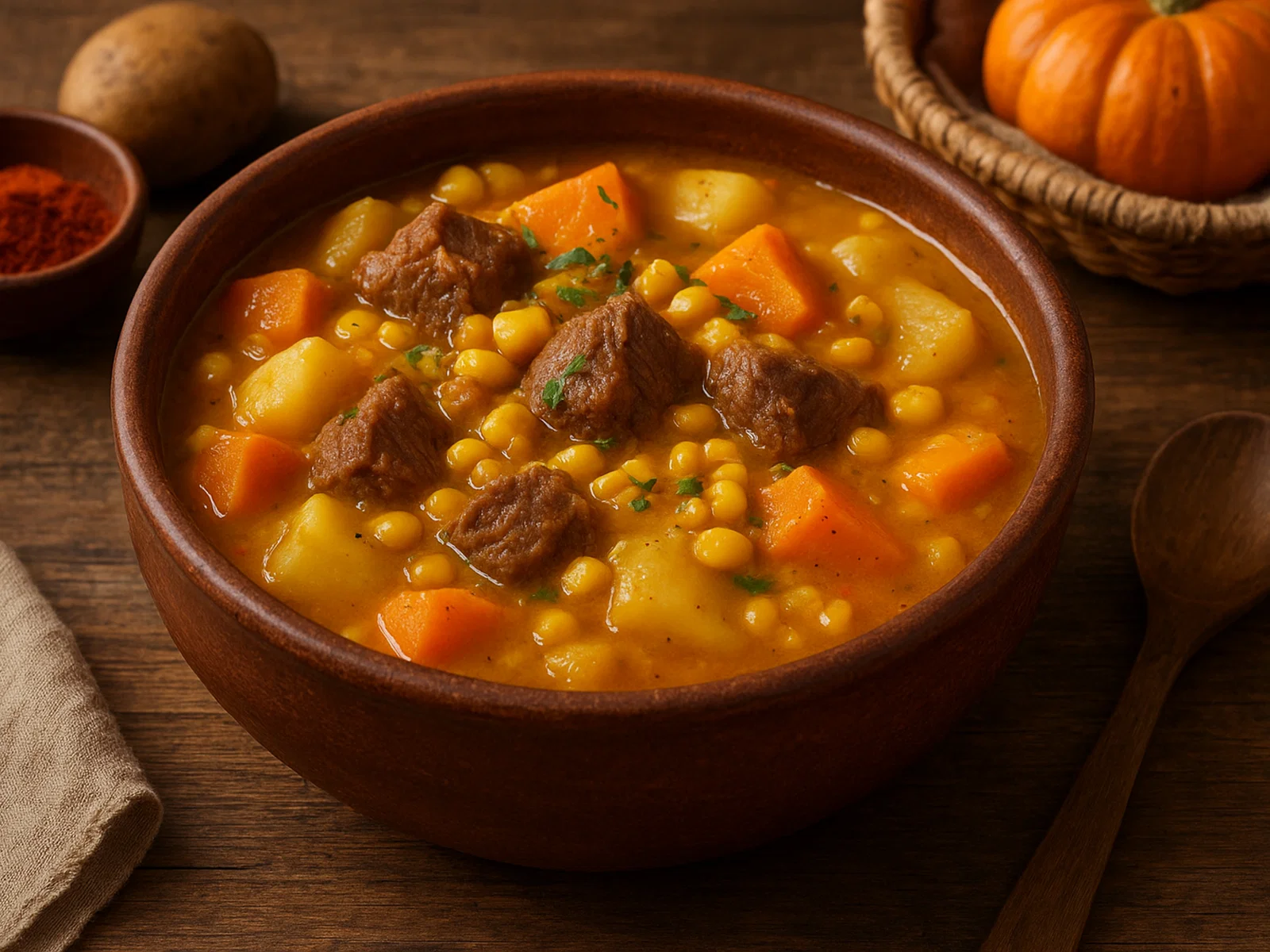 Locro – Andiner Kürbis-Mais-Eintopf mit Rindfleisch