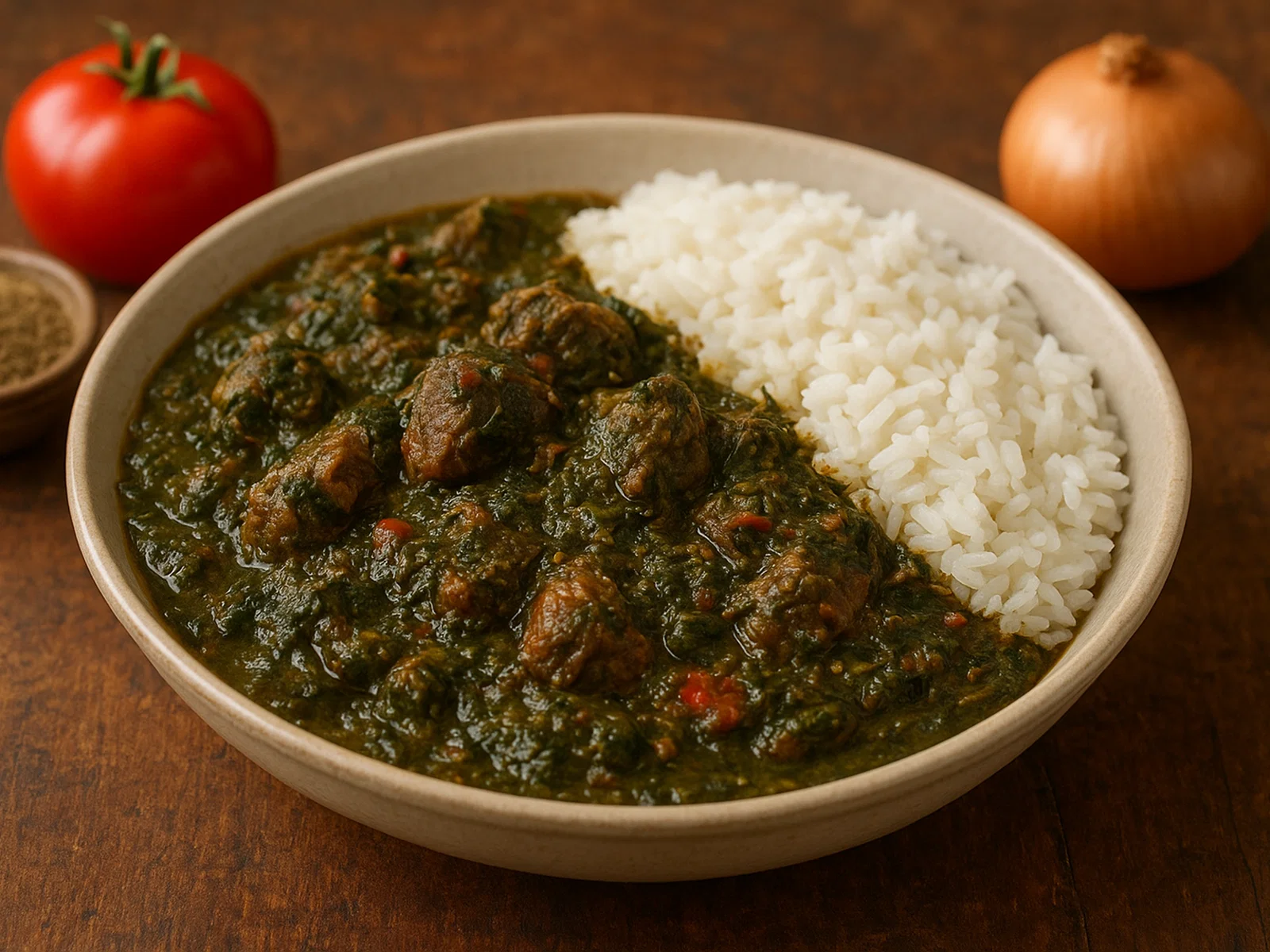 Crain Crain – Westafrikanischer Blatt-Gulasch mit Fleisch