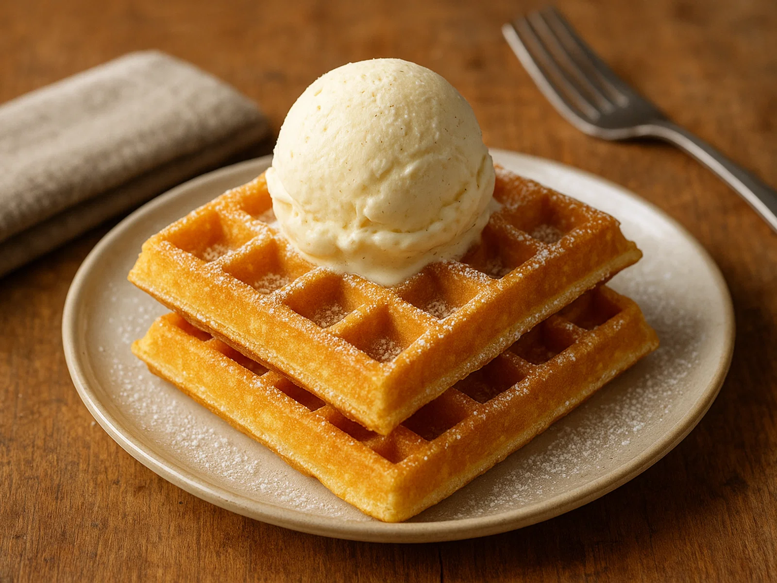 Vanille-Eiscreme-Waffeln