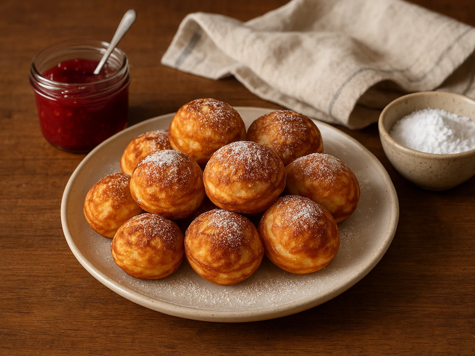 Dänische Æbleskiver mit Kardamom und Vanille
